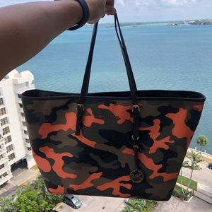 Michael Kors Orange Camouflage Tote Bag